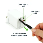 ⁦محول شحن سريع GaN بقدرة 80W مع كابل Type-C مدمج قابل للسحب⁩ - الصورة ⁦5⁩