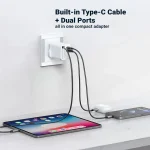 ⁦محول شحن سريع GaN بقدرة 80W مع كابل Type-C مدمج قابل للسحب⁩ - الصورة ⁦2⁩