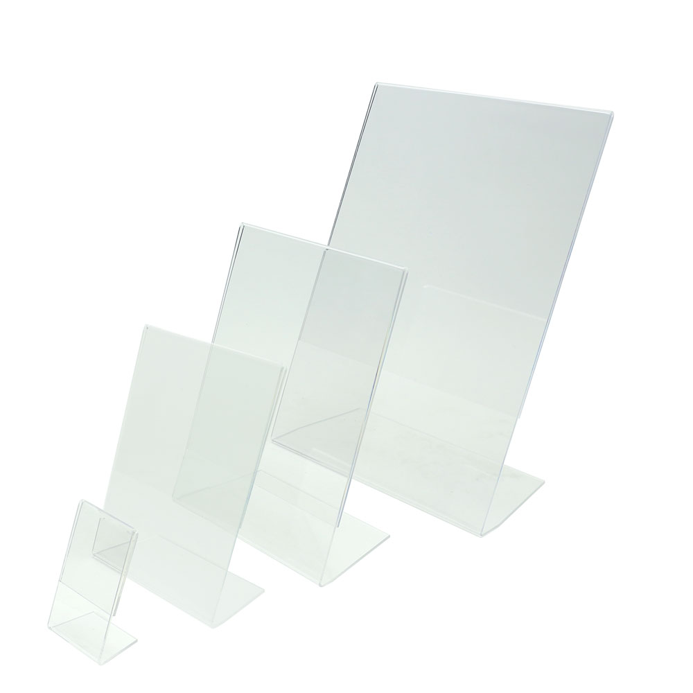 Acrylic-Table-Display-Stand-DIS-52.jpg حامل عرض أكريليك أنيق لبطاقات التعريف ولافتات المكتب (سلسلة “Chamin”) - الصورة 1