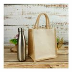 ⁦أكياس قطن مُصفّح ترويجية مع قاعدة/جوانب من الجوت الطبيعي – 340 GSM (10 oz)⁩ - الصورة ⁦4⁩