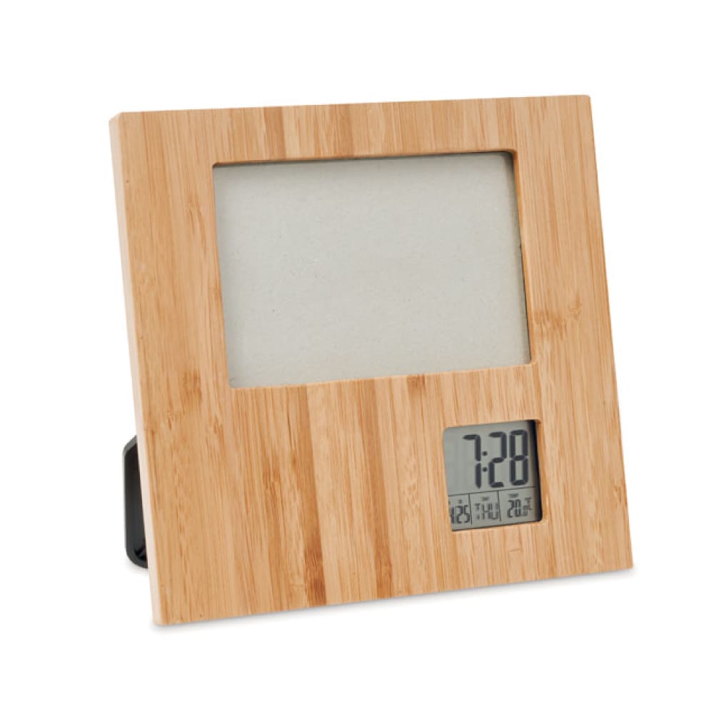 Bamboo-Photo-Frame-with-Digital-Clock-CLK-14-BM-Main.jpg بامبو فوتو فرامي مع ديجيتال كلوك و وياثير ستاشن - الصورة 1