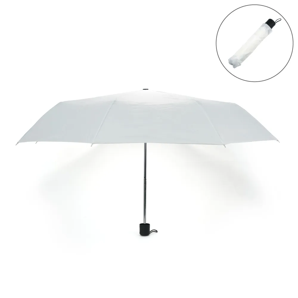 Bi-fold-White-Umbrella-UMB-01-Main.webp مظلة ثنائية الطي باللون الأبيض مع شريط فيلكرو وجراب - الصورة 1