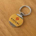 ⁦ميداليات مفاتيح دائرية من البامبو والمعدن، 32 مم⁩ - الصورة ⁦2⁩