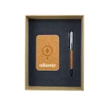 ⁦مجموعة هدايا صديقة للبيئة GS-022 مع باوربانك لاسلكي وقلم فلّين⁩ - الصورة ⁦2⁩