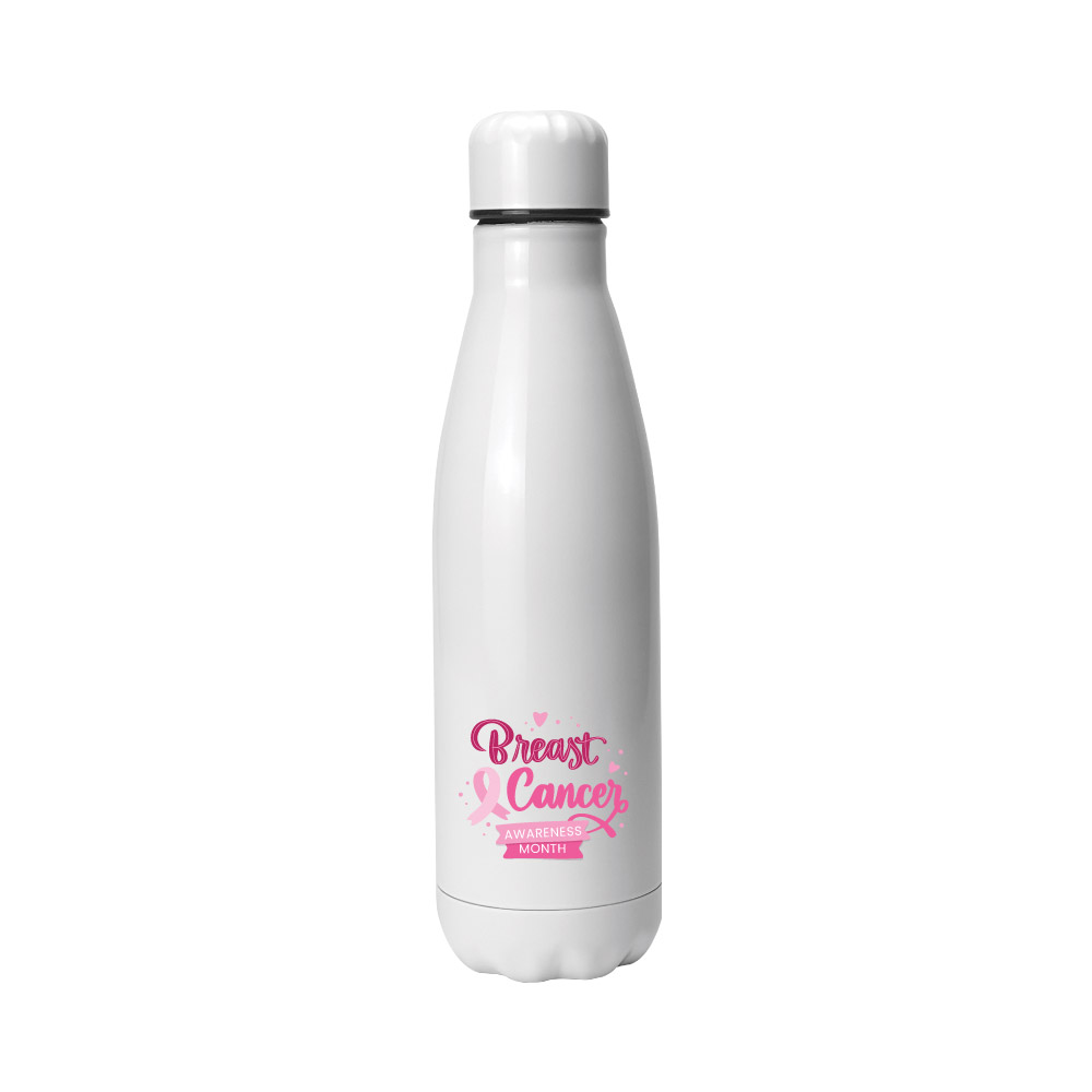 Breast-Cancer-Awareness-Bottle-144-WHT.jpg زجاجات ستانلس ستيل مع شعار التوعية بسرطان الثدي - الصورة 1