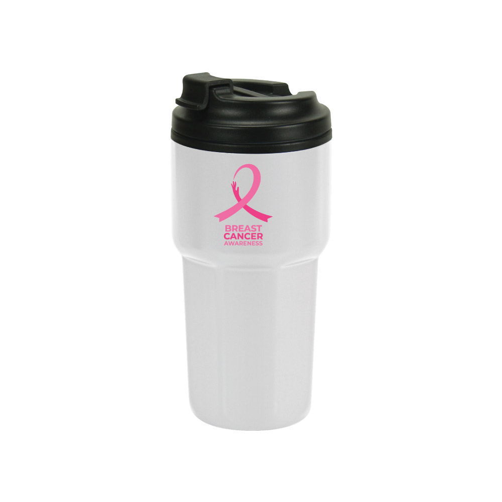 Breast-Cancer-Awareness-Tumbler-TM-077-WHT.jpg أكواب تامبلر من الستانلس ستيل مع شعار التوعية بسرطان الثدي - الصورة 1