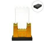 درع كريستال بتصميم القلعة داخل علبة عرض سوداء فاخرة