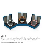 ⁦ميداليات زجاجية بإطار معدني مع شريط أبيض بعرض 3 سم⁩ - الصورة ⁦3⁩