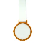 ⁦ميداليات زجاجية بإطار معدني مع شريط أبيض بعرض 3 سم⁩ - الصورة ⁦9⁩