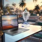 ⁦كأس تكريم كبير من الزجاج الكريستالي الشفاف مع قاعدة زجاجية — إصدار هدايا الشوكولاتة⁩ - الصورة ⁦8⁩