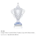 ⁦كأس تكريم كبير من الزجاج الكريستالي الشفاف مع قاعدة زجاجية — إصدار هدايا الشوكولاتة⁩ - الصورة ⁦7⁩