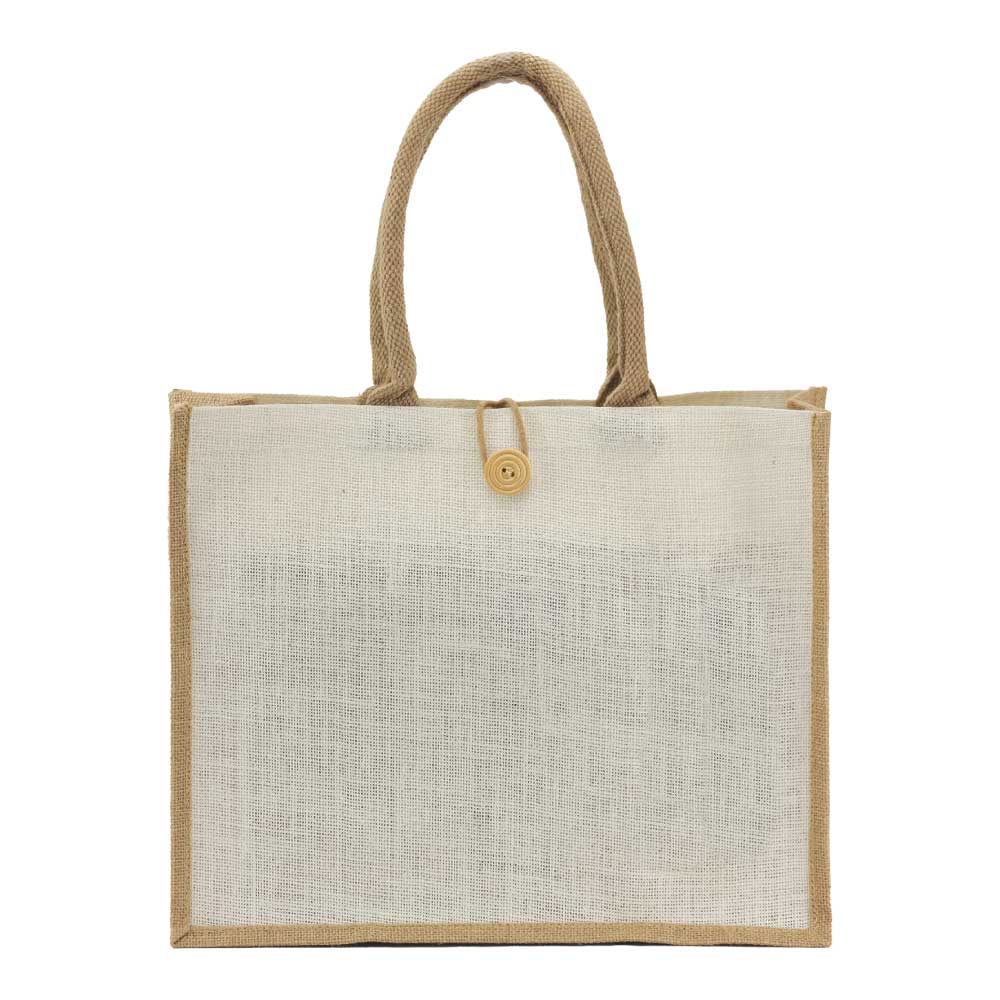 Jute-Bags-JSB-06-Front-View.jpg جوتي شوببينغ باجس مع بوتتون - الصورة 1