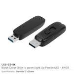 ⁦USB فلاش بإضاءة LED للشعار مع زر انزلاقي – 64GB USB 3.0⁩ - الصورة ⁦3⁩