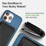 ⁦شاحن لاسلكي MagSafe بقوة 15 واط مع حامل هاتف وفتحة بطاقات – جلد PU⁩ - الصورة ⁦9⁩