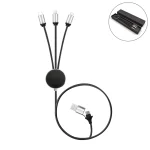 كابل شحن طويل متعدد 3-في-1 مع شعار مضيء (105 سم) — مع علبة سوداء