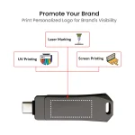 ⁦فلاش OTG دوّار (Swivel) بلون Gunmetal سعة 64GB USB 3.0 مع Type-C⁩ - الصورة ⁦5⁩