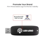 ⁦USB فلاش بإضاءة LED للشعار مع زر انزلاقي – 64GB USB 3.0⁩ - الصورة ⁦4⁩