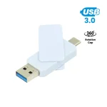 فلاشة OTG دوّارة باللون الأبيض 64GB USB 3.0 مع Type-C