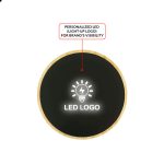 ⁦شاحن لاسلكي من الخيزران 15W شحن سريع مع شعار LED مضيء⁩ - الصورة ⁦5⁩