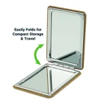 ⁦مرآة جيب مستطيلة — قابلة للطي بوجهين مع غلاف بتشطيب فلين⁩ - الصورة ⁦5⁩