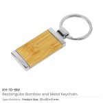 ⁦ميداليات مفاتيح مستطيلة من البامبو والمعدن، 32 مم⁩ - الصورة ⁦3⁩