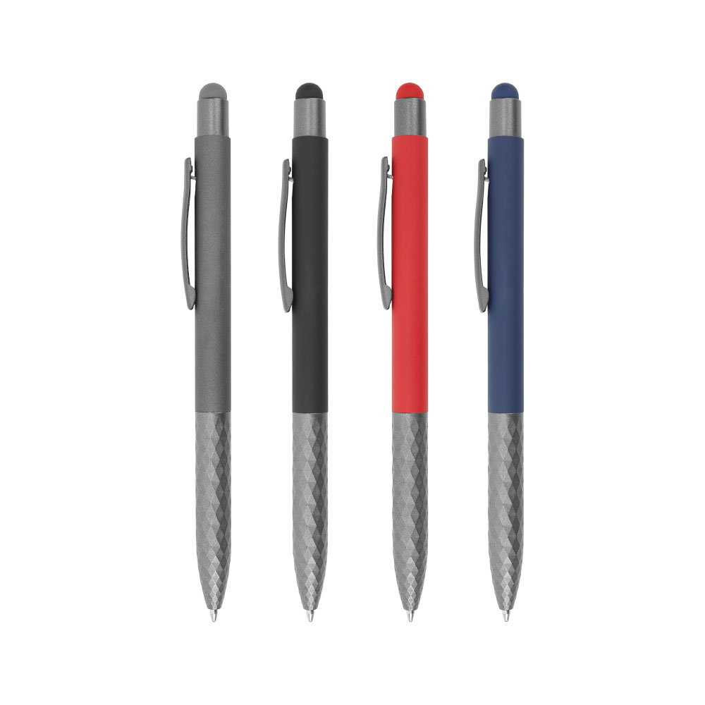 Stylus-Metal-Pens-with-Textured-Grip-PN47-Blank.jpg أقلام معدنية Stylus بقبضة محبّبة (Textured Grip) – لون Gunsmoke - الصورة 1