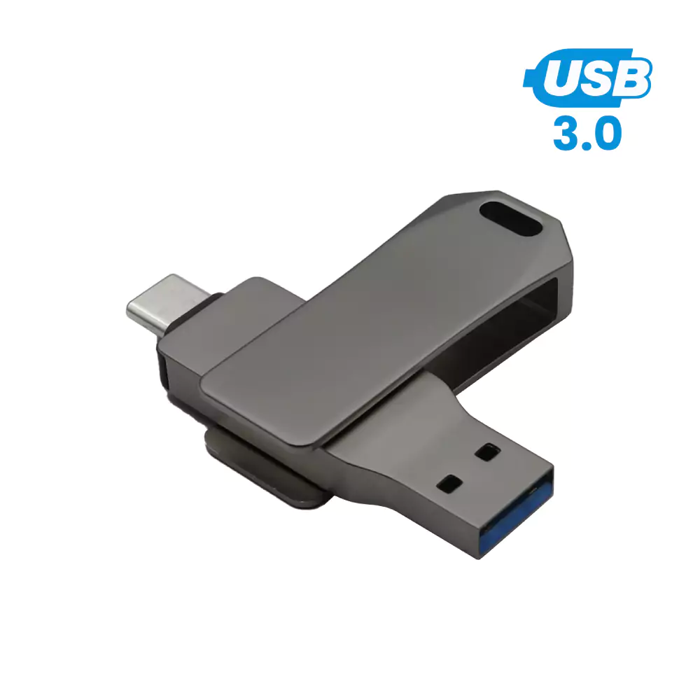 Swivel-OTG-USB-82-GM-Blank.webp فلاش OTG دوّار (Swivel) بلون Gunmetal سعة 64GB USB 3.0 مع Type-C - الصورة 1
