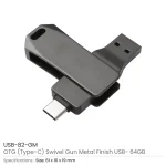 ⁦فلاش OTG دوّار (Swivel) بلون Gunmetal سعة 64GB USB 3.0 مع Type-C⁩ - الصورة ⁦3⁩