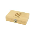 ⁦طقم أدوات مفك بسقاطة ومفتاح ربط صغير 13 قطعة داخل صندوق بامبو مع قفل فضي⁩ - الصورة ⁦2⁩