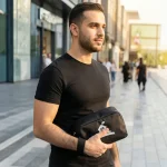 ⁦مولتيبوربوسي وتيليتي حافظة في أسود بولييستير فابريك ويث زيببير اند ويببينج هاندلي⁩ - الصورة ⁦2⁩