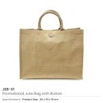 ⁦Reusable Jute Shopping Bags with Button Closure⁩ - الصورة ⁦3⁩