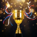 ⁦كؤوس جوائز معدنية مع شريط قابل للإزالة مُثبت على جانبي المقبضين⁩ - الصورة ⁦4⁩