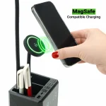 ⁦مصباح مكتب متعدد الوظائف مع شاحن لاسلكي وساعة⁩ - الصورة ⁦4⁩