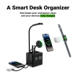 ⁦مصباح مكتب متعدد الوظائف مع شاحن لاسلكي وساعة⁩ - الصورة ⁦7⁩