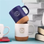 ⁦Ceramic Mugs with Lid and Cork Base 385 ml⁩ - الصورة ⁦9⁩