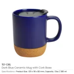 ⁦Ceramic Mugs with Lid and Cork Base 385 ml⁩ - الصورة ⁦4⁩