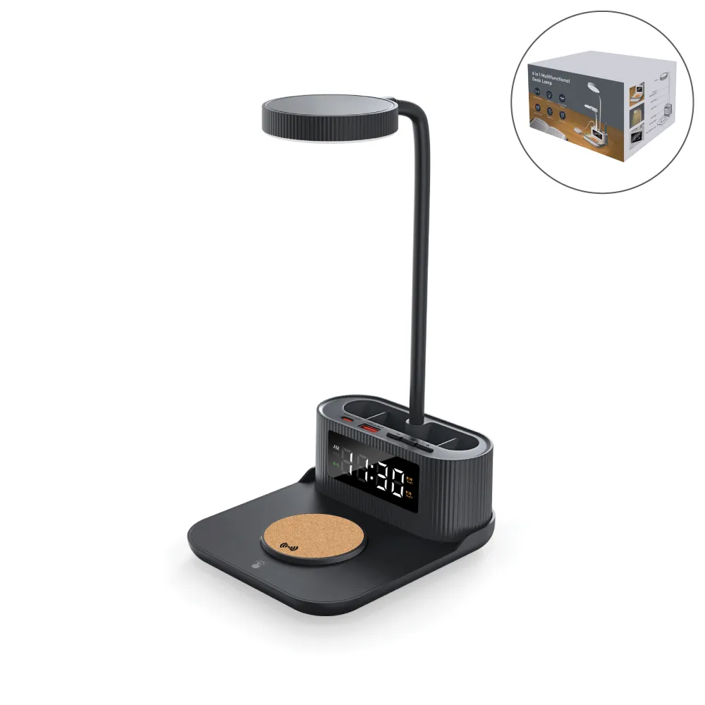 Desk-Lamp-with-15W-Wireless-Charger-WCP-CLK-03-Blank.webp مصباح مكتبي مع شاحن لاسلكي 15 واط وساعة وحامل أقلام - الصورة 1