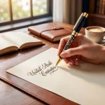 ⁦قلم معدني إماراتي فاخر مزين بخط عربي - إصدار الصقر الإماراتي⁩ - الصورة ⁦3⁩