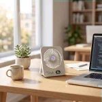 ⁦Rechargeable Table-Top Fan with Rotating Desk Stand, Compact & Portable, Type-C⁩ - الصورة ⁦2⁩
