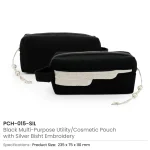 ⁦Black Multi-Purpose Utility & Cosmetic Pouch with Bisht Embroidery⁩ - الصورة ⁦7⁩