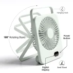 ⁦Rechargeable Table-Top Fan with Rotating Desk Stand, Compact & Portable, Type-C⁩ - الصورة ⁦4⁩