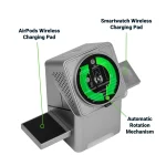 ⁦3-in-1 Rotating Wireless Charging Station 15W Fast Charging⁩ - الصورة ⁦10⁩