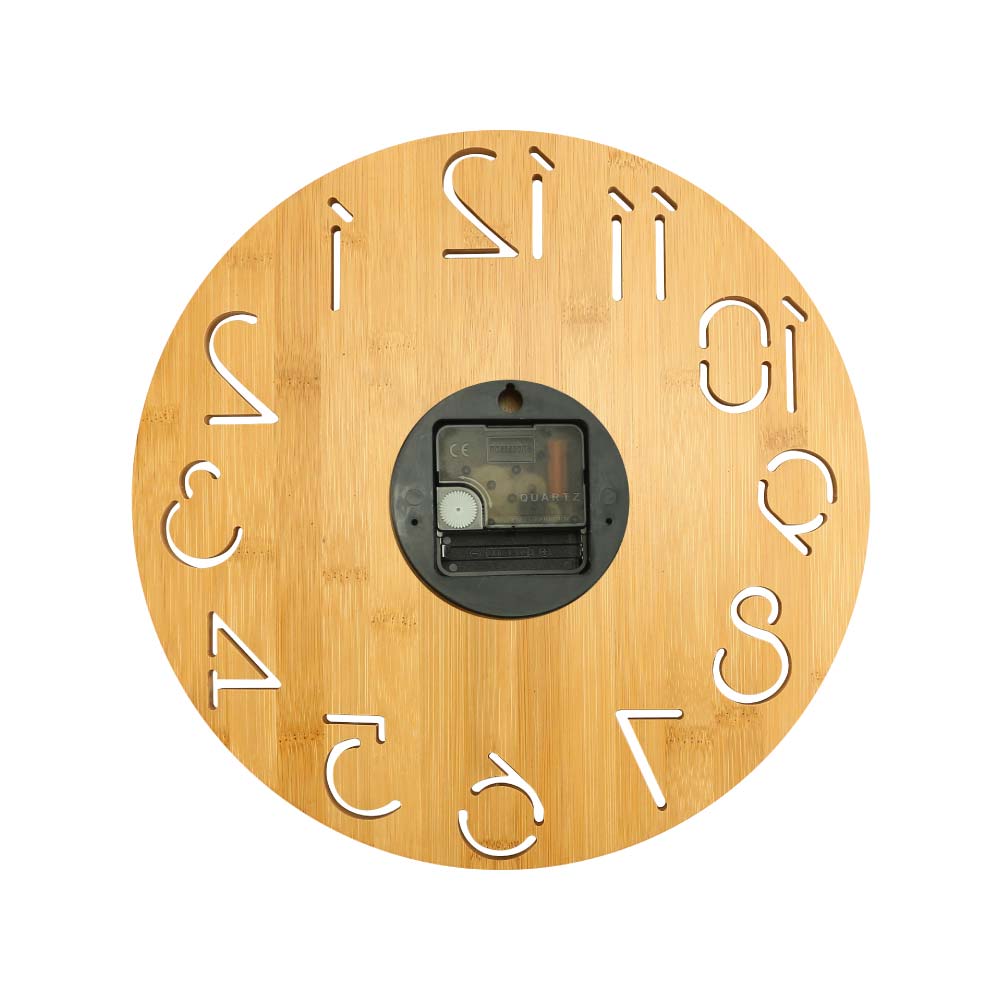 Round Bamboo Wall Clock, 28 Cm Dia, Type Analog 