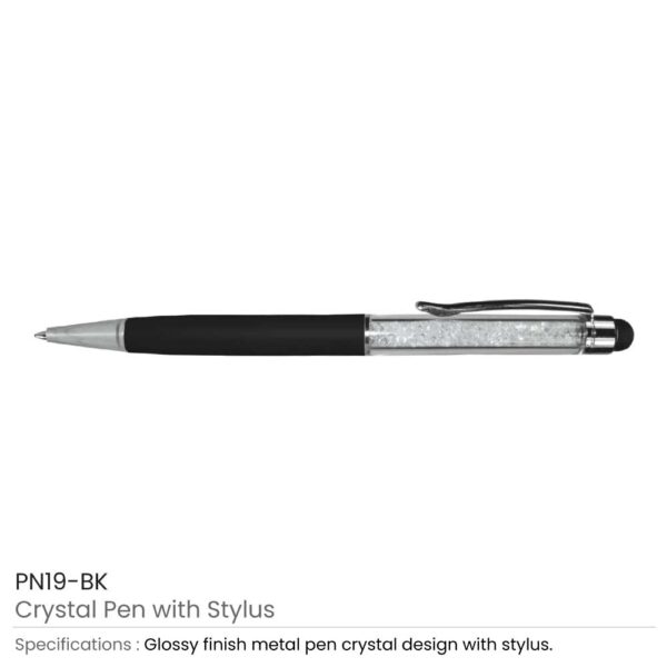Crystal Pens with Stylus Black