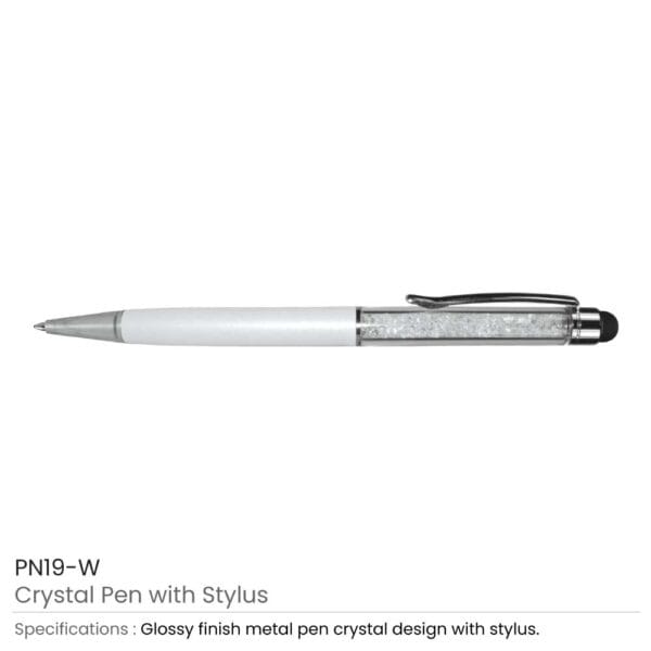 Crystal Pens with Stylus White