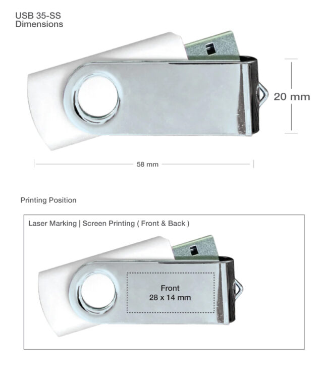 Silver Swivel USB | Promotional Logo USB Flash | Magic Trading Company -MTC