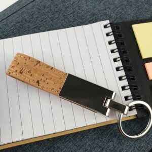 Metal Keychain with Cork Strap