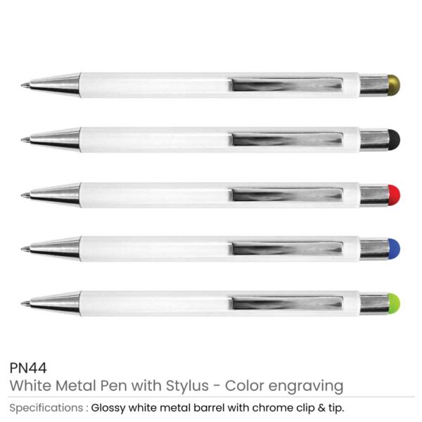 Stylus Metal Pens - White