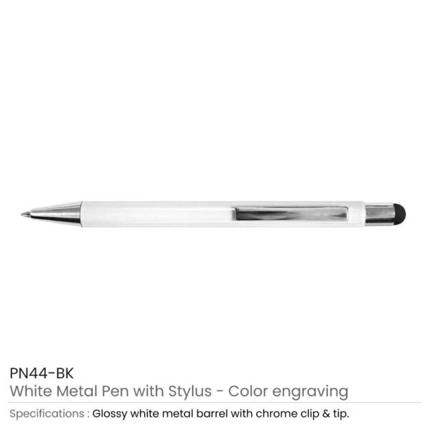 Black Stylus Metal Pens - White