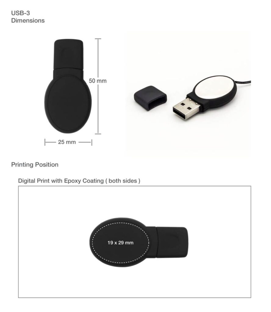 Oval black rubberized USB | Printing on USB | Magic Trading Company -MTC